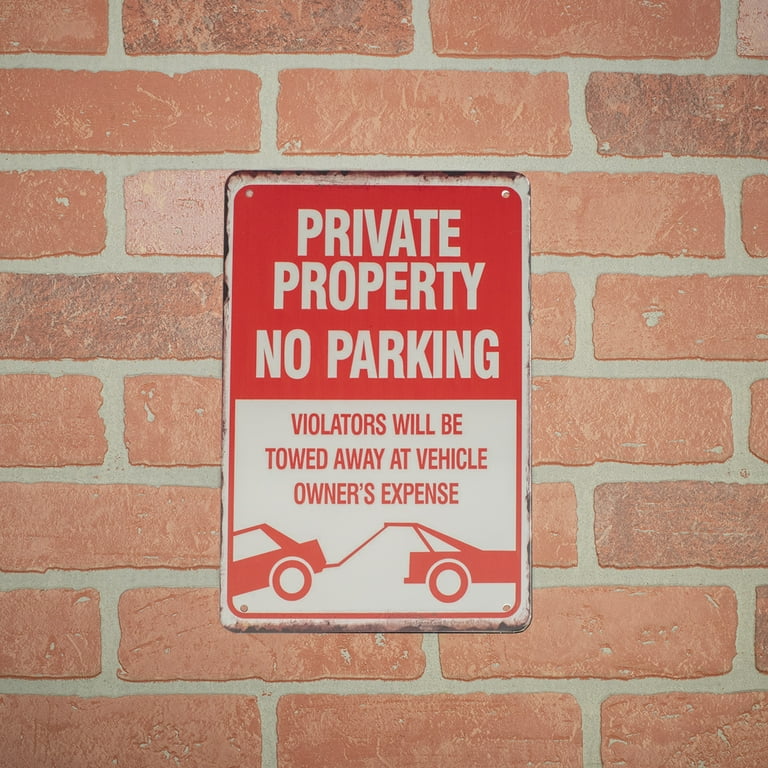 Red White Metal 8x12 Private Property No Parking Tow Zone Street Warning Sign Red White Metal 8x12 Private Property No Parking Tow Zone Street Warning Sign