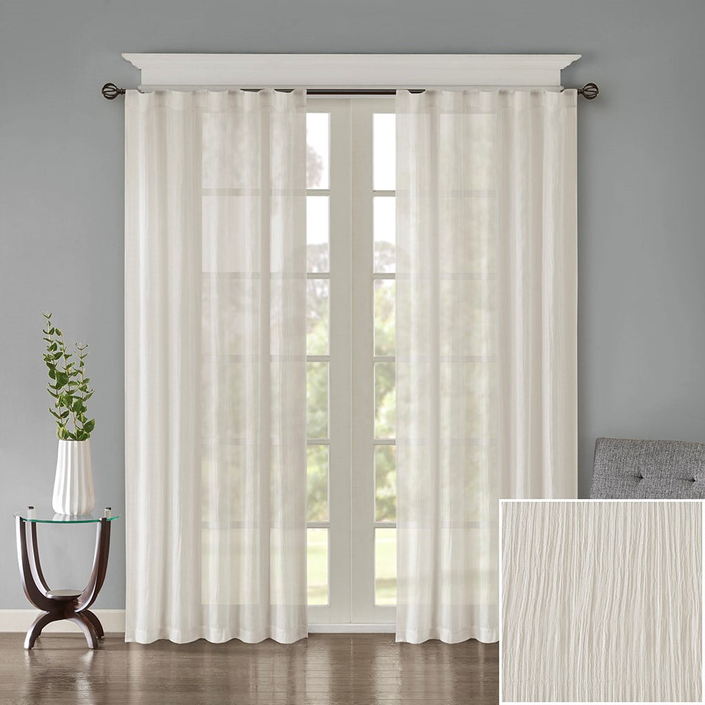 MAYEERTY 2 Pcs Solid Crushed Curtain Panel Pair