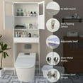 thumbnail image 4 of Over Toilet Storage Cabinet - Space Saving Bathroom Organizer with Adjustable Shelves, Glass Door, Sturdy Wood Frame for Towels, Toilet Paper, Cleaning Supplies, 4 of 8