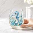 thumbnail image 3 of Coastal Barware,,Seaside Pattern Clear Stemless Wine Tumblers Tropical Summer Cocktail Cups(E4IN), 3 of 5