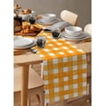 thumbnail image 3 of Orange Plaid Burlap Cotton Table Runner 16x72 Inches Long, Watercolor Grid Checker Gingham Farmhouse Farmhouse Table Runners, Outdoor Dining Tablecloths Decor for Baby Shower/Party/Wedding, 3 of 6
