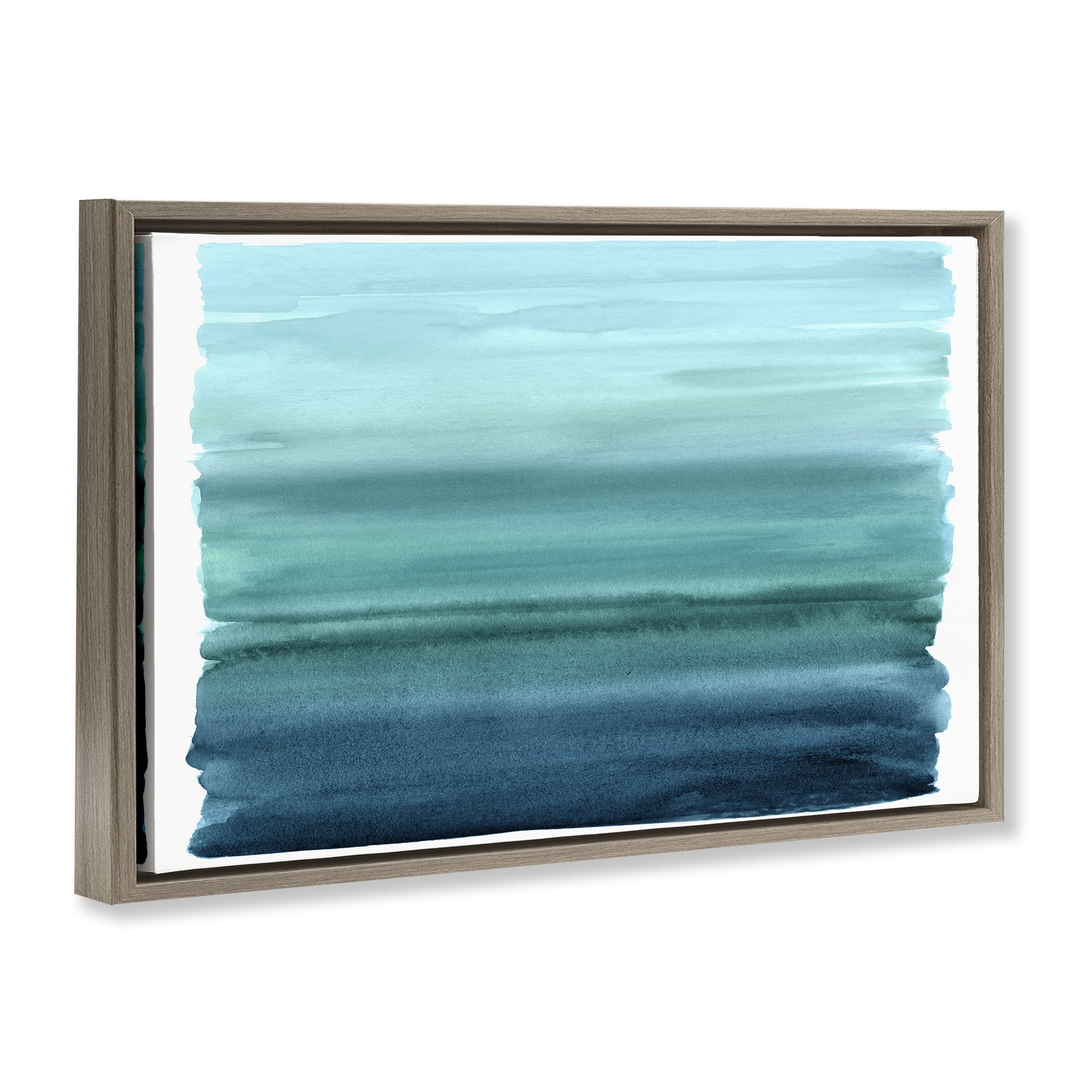 Stupell Industries Ombre Teal Gradient Brown Framed Floater Canvas Wall Art, design by Allie Corbin