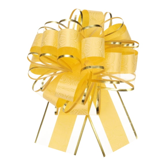 10pcs 8 Inch Large Pull Bow Gift Wrapping Bows Ribbon Organza Gold for Wedding Present Party
