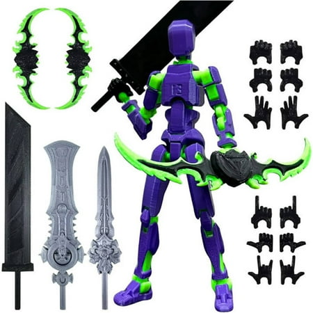 (Assembly Completed) T13 Action Figure Set 3D Printed Toys Robo 13 Action Figure Dummy 13 Titan 13 Action Figure (Purple Green)