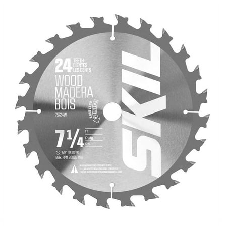 SKILSAW 75724W Circular Saw Blade, 7-1/4 in Dia, Carbide Cutting Edge, 5/8 in Arbor, Carbide