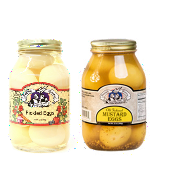 Amish Wedding Pickled Eggs & Mustard Eggs Variety 2Pack, 32 oz. Jars