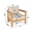 thumbnail image 3 of Christopher Knight Home Wood Outdoor Lounge Chair, Patio Barrel Armchair with Thick Cushion, Beige, 3 of 13