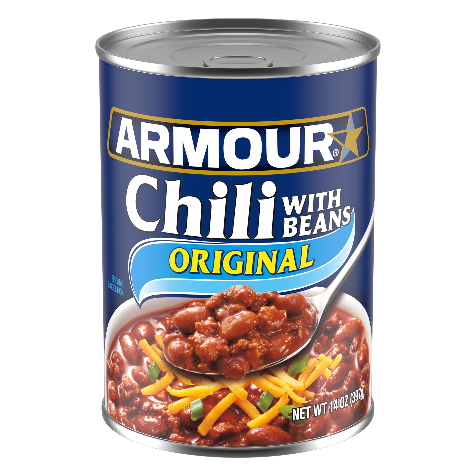 (2 pack) Armour Star Chili with Beans, 22g Protein Per Serving, Canned Food, 14 oz Can