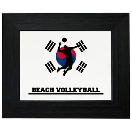 South Korea Olympic - Beach Volleyball - Flag - Silhouette Framed Print Poster Wall or Desk Mount