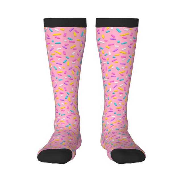 Balery Pink Donut Calcetines novedosos Calcetines deportivos Calcetines hasta la rodilla Calcetines de algodón Calcetines originales y geniales