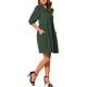 thumbnail image 4 of Vestido Casual de Manga Abullonada con Bolsillo y Cuello Redondo para Mujeres INSPIRE CHIC en Verde Oscuro, 4 of 6