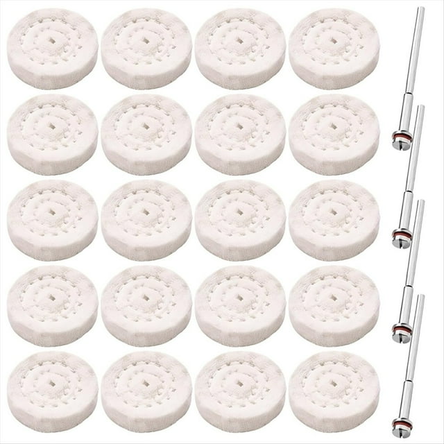 Juego de 24 Ruedas Pulidoras, Minidiscos de Algodón de 25 mm para Joyería, Compatibles con Taladros Manuales y Varillas de Metal.