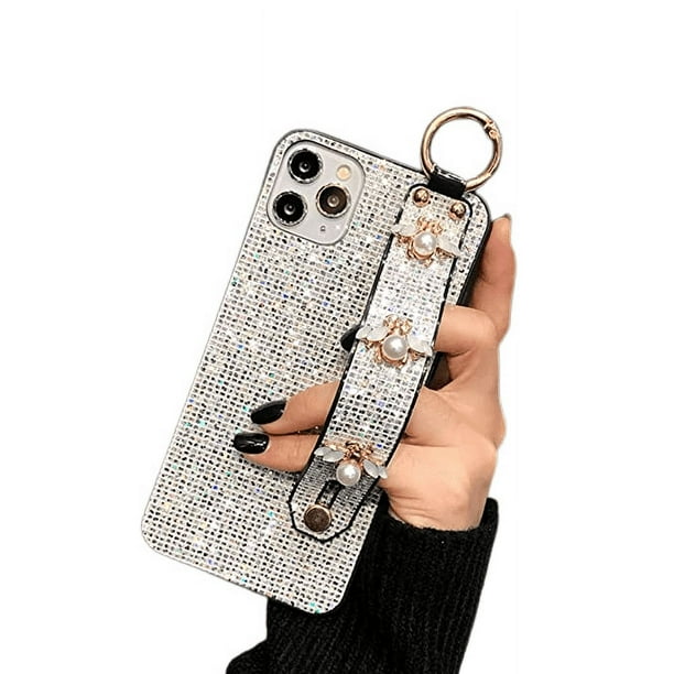 Compatible with iPhone 12 Pro Bling Stand Holder Case Luxury Hand Strap