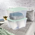 thumbnail image 5 of Sterilite 16 Pk Storage Tote Container, 56 Qt, Clear, Mindful Mint Lid, 5 of 6