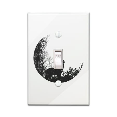 Housing 3 Light Trim - Coyote Howling - Moon Silhouette - Lantern Press Artwork (Light Switchplate Cover)