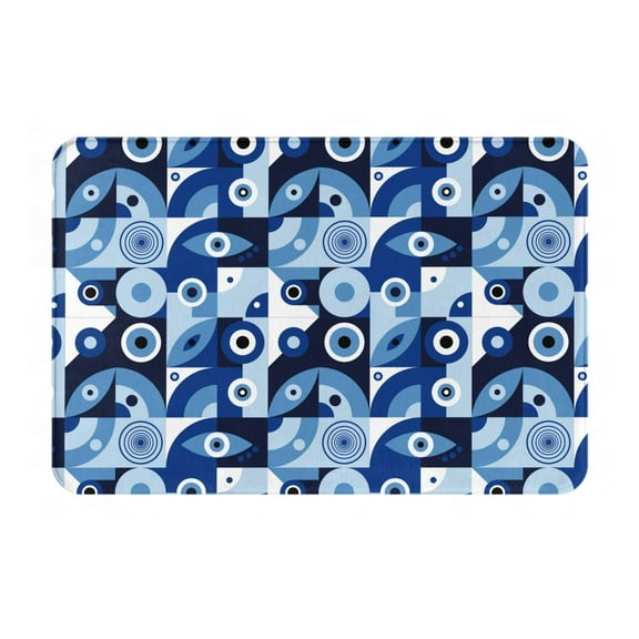 Yiaed Evil Eye Print Flannel Doormat Mat Outdoor Indoor Door Mats, Non Slip Durable Entrance Rugs for Outside Entry, Porch, Resist Dirt, 16"x24"