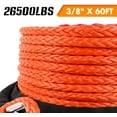 thumbnail image 5 of Synthetic Winch Rope 3/8" x 60ft Dyneema 12 Strand Winch Cable Car Tow Recovery Cable Winch Line Recovery Kit Winch Replacement Cable（Orange）, 5 of 7
