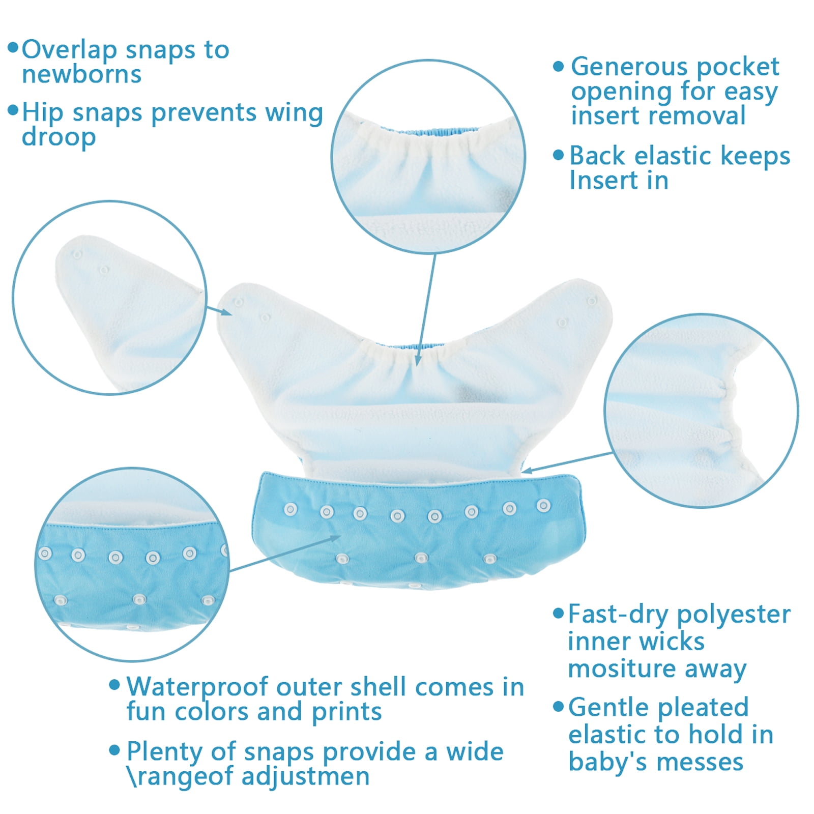 14Pcs Baby Cloth Diapers Reusable Washable Baby Cloth Nappies Adjustable Newborn Cloth Diapers Absorbent Cloth Nappies Comfortable Cloth Diapers Upgraded version - granular fleece