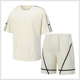 thumbnail image 4 of LIBRCLO Sweatsuits for Men Set 2 Piece No Hood Tracksuits Crew Neck Summer T Shirt & Shorts Set Sports Outfits Sets with Pockets White XXL, 4 of 6