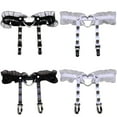 thumbnail image 2 of Suspender Garter Belt Punk Lace Heart Rivet Stocking Clip Garter Thigh Garter, 2 of 5