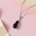 thumbnail image 3 of Black Tourmaline Necklace for Women Platinum Plated - 925 Sterling Silver Black Spinel Birthstone Jewelry Chain Size - 20" Ct 2.1 Anniversary Engagement Wedding - Cute Christmas Gifts, 3 of 12