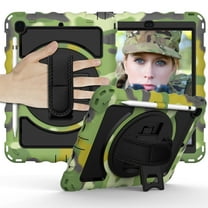 Allytech iPad 9.7 6th/5th Generation Case for Kids, Full Body Protection Case Pencil Holder [360 Rotating Hand Strap] Stand Shoulder Strap Shockproof Cover for Apple iPad 9.7 2018/2017, Camouglage