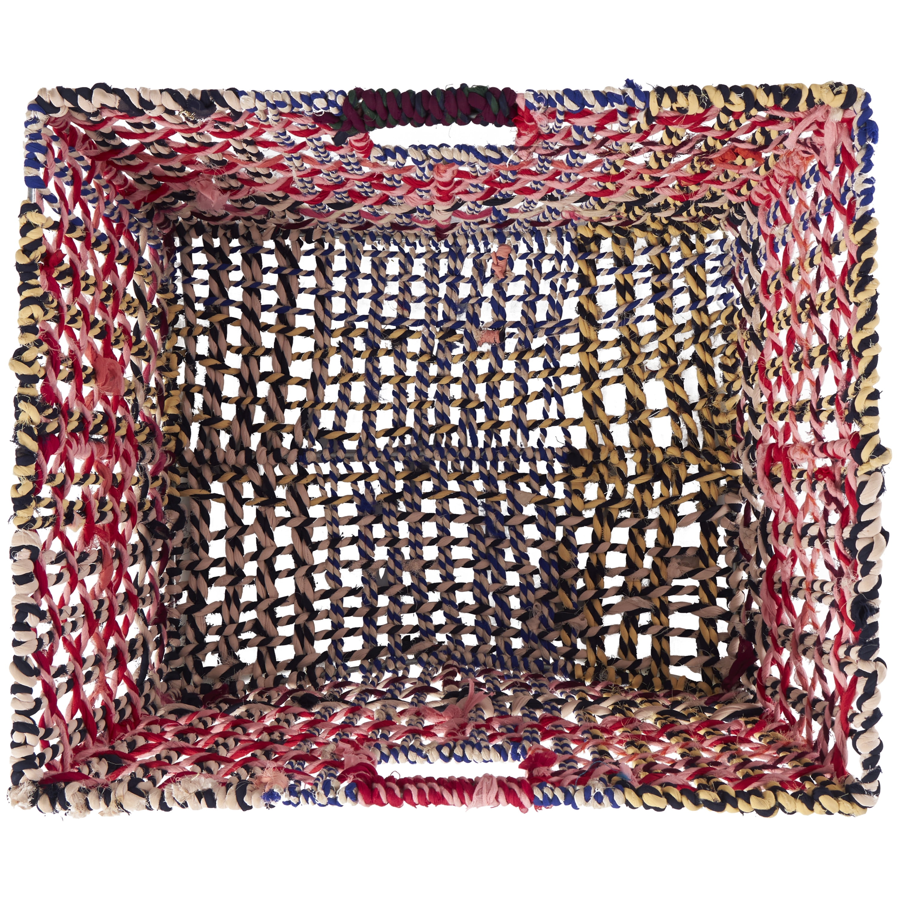 CosmoLiving by Cosmopolitan 19" x 10" Multi Colored Cotton Handmade Storage Basket with Handles, 1-Piece