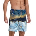 thumbnail image 2 of Kdxio Blue Marble Print Mens Sleep Shorts Bottoms Soft Comfy Pajama Wear Pants with Drawstring Pockets, 2 of 7