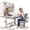Grey, variant on Kids Desk and Chair Set for Ages 3–12, Height Adjustable Study Desk with Storage Drawer & Castle Backboard, Ergonomic Kids Writing Table with Widened Desktop for Boys Girls (Teal)