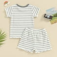 thumbnail image 4 of Babcutegg Summer Clearance Baby Short Shirt and Shorts Boys T-Shirt and Pants Sets Stripe Simplicity Cotton Athletic Outfit Set Gray Size 3 Years, 4 of 8