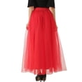 thumbnail image 4 of SWSMCLT Women's Long Skirt Pleated Tulle Skirt High Waist Halloween Layered A Line Flowy Casual Elegant Basic Tutu Skirt Red Small-X-Large, 4 of 4