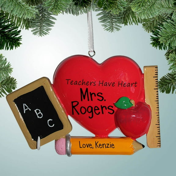 Personalized Teachers Have Heart with Apple Christmas Ornament - Heroes of the Classroom - Kindergarten - Teacher Gifts - Appreciation - Elementary School