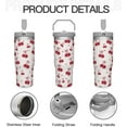 thumbnail image 5 of 30 oz Red Cherry Stainless Steel Flip Handle Tumbler Cup,Double Wall Vacuum Insulated Bow Mug with Straw,Lid,Travel Leakproof Water Bottle,Holiday Gift for Women,Her(Style-04), 5 of 6