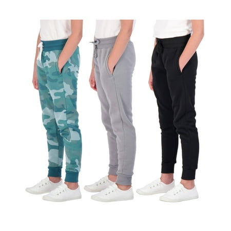 3 Pack: Girls' Fleece Joggers Soft Active Performance Casual Sweatpants(Ages 7-16)