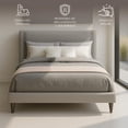 thumbnail image 3 of Ilios Innova | Cama Matrimonial Gris con Cabecera Tapizada en Lino y Poliéster | Estructura de Madera Resistente, 3 of 9
