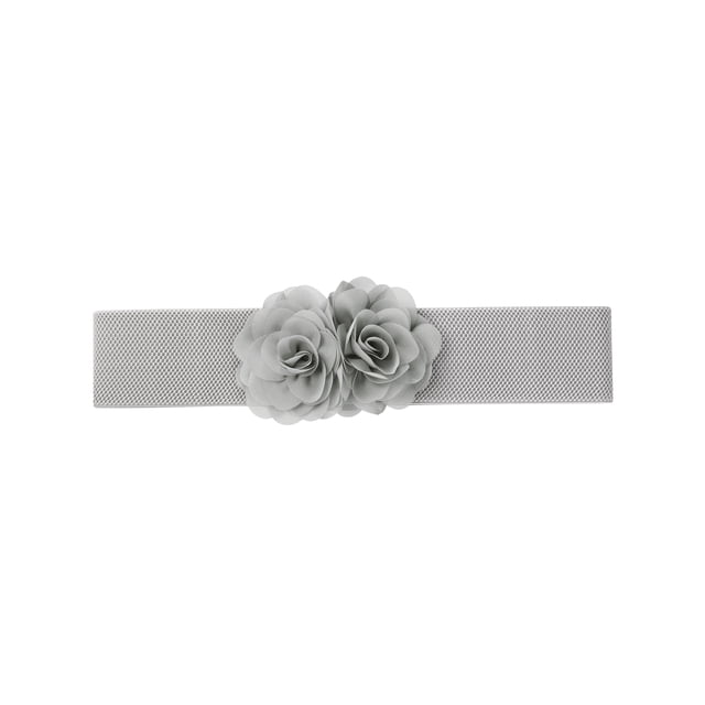 Cinturón elástico ancho de doble flor grande INSPIRE CHIC para mujer, cinturones elásticos anchos para vestir hasta 70 cm/27.55" en gris