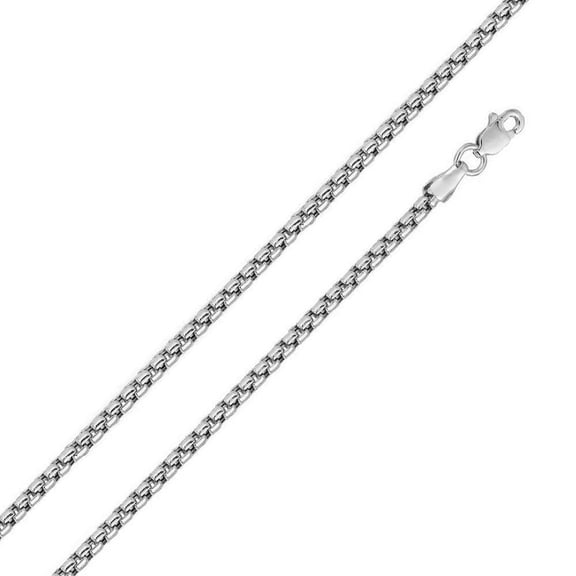 Rhodium Plated 925 Sterling Silver Round Box 050 Chain 2.9mm Made in Italy 20" Jewelry Female Unisex