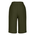 thumbnail image 6 of Bermuda Shorts for Women Cotton Linen Summer Casual Wide Leg Knee Length High Waisted Long Shorts with Pockets Beach Outfits Army Green XL, 6 of 7