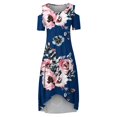 thumbnail image 4 of Frostluinai Summer Dresses For Women 2022 Spring Savings Casual Dresses Ruffle Strapless Splicing Sleeveless Plus Size Maxi Dress Crew Neck Floral Print Off The Shoulder Loose Long Dress, 4 of 5