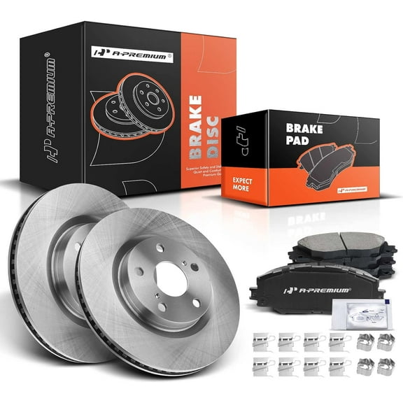 A-Premium 11.65 inch (295.9mm) Front Disc Brake Rotors   Ceramic Pads Kit Compatible with Select Pontiac, Scion and Toyota Models - Vibe 2009-2010, Matrix 2009-2013, RAV4 2006-2018, Mirai, iM, tC