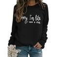 thumbnail image 2 of Ediodpoh Women's Fashion Sorry I'm Late Letter Crew Neck Long Sleeved Hoodie Top Women's Sweatshirt Black S, 2 of 4