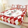 thumbnail image 3 of Homewish Merry Christmas Kids Bed Sheets, Vintage Red Sqaure Abstract King Sheets, Nutcracker Mouse Guard Sheet Set, Breathable Home Decor, 4pcs, 3 of 7