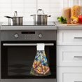 thumbnail image 4 of Yayeee Kitchen Hanging Hand Towels Set of 2 with Loop Bathroom Absorbent Tie Towel, Starry Pizza, 4 of 7