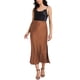 thumbnail image 2 of Faldas Maxi de Satén para Mujeres INSPIRE CHIC, Cintura Alta Elástica, Con Abertura Lateral, Elegantes para Fiestas y Bodas, Falda Larga Fluyente XL Marrón, 2 of 6