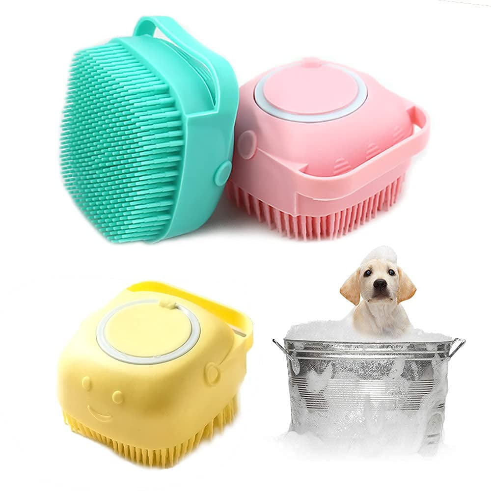 2Pack Dog Bath Brush, Soft Silicone Pet Shampoo Massage Dispenser Grooming  Shower Brush for Short Long Haired Dogs and Cats Washing，,，G31456