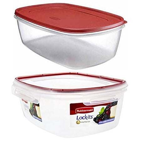 Rubbermaid Easy Find Lids Food Storage Container, BPA-free Plastic, 2.5 Gal/40 Cup, Red (1777164)) and Rubbermaid Lock-its 2-1/2-Gallon Rectangular Food-Storage Container with Lid
