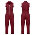 thumbnail image 5 of Idoravan Women's Solid Sleeveless Cargo Jumpsuit Zip Front Romper with Pockets Casual Loose Workwear Overalls for Summer jumpsuits for women zip up, 5 of 9