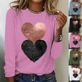 thumbnail image 4 of Tejiojio Heart Shaped Tops for Women Women's Valentine's Day Fashion Print Loose Comfortable Crew-neck Long Sleeve Tops, 4 of 5