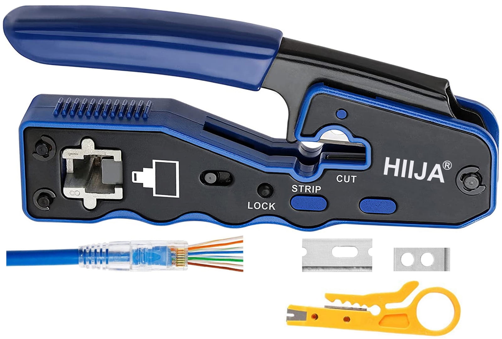 Hiija RJ45 Crimp Tool Pass Through RJ45 Crimper Cat5e Cat5