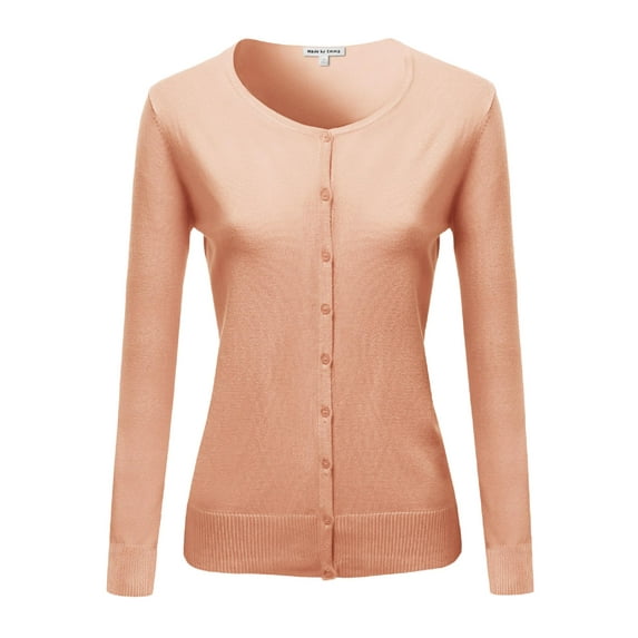 FashionOutfit Women's Casual Basic Solid Button Down Long Sleeve Soft Knit Cardigan Sweater (S-3XL)